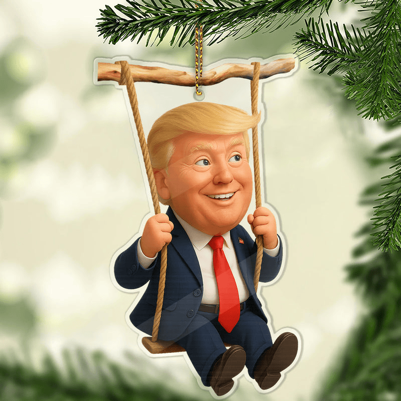Funny Cartoon Trump Acrylic Ornament Patriotic Donald Trump 45 47 Christmas Ornament