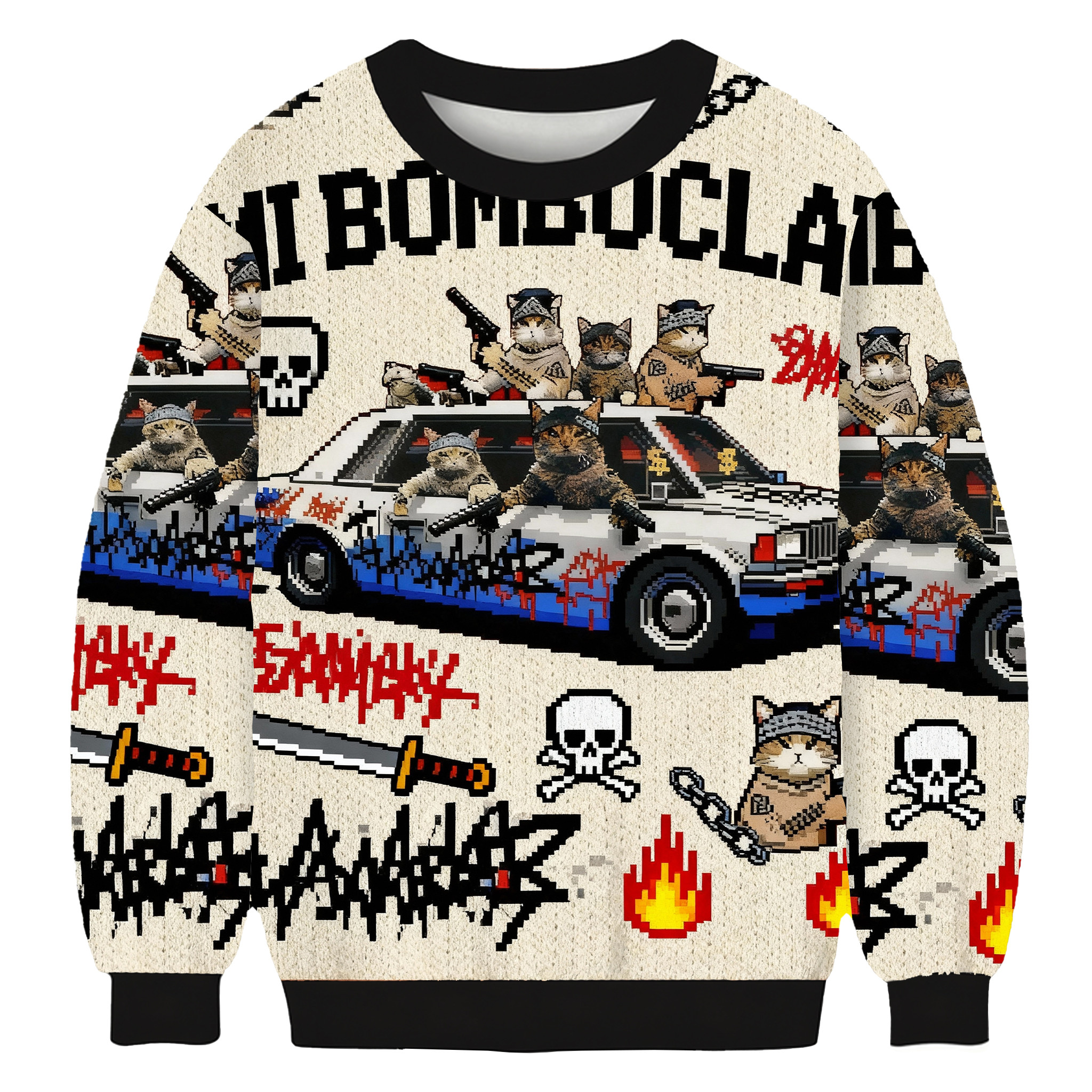 Funny Cat Gang Christmas Ugly Sweater Funny Animal Sweater Cool Gift For Men