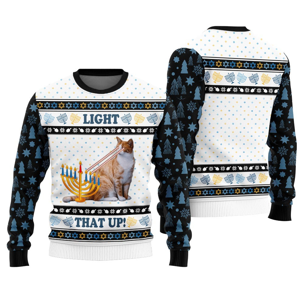 Funny Cat Hanukkah Ugly Sweater Unique Holiday Merch Gift for Home and Family