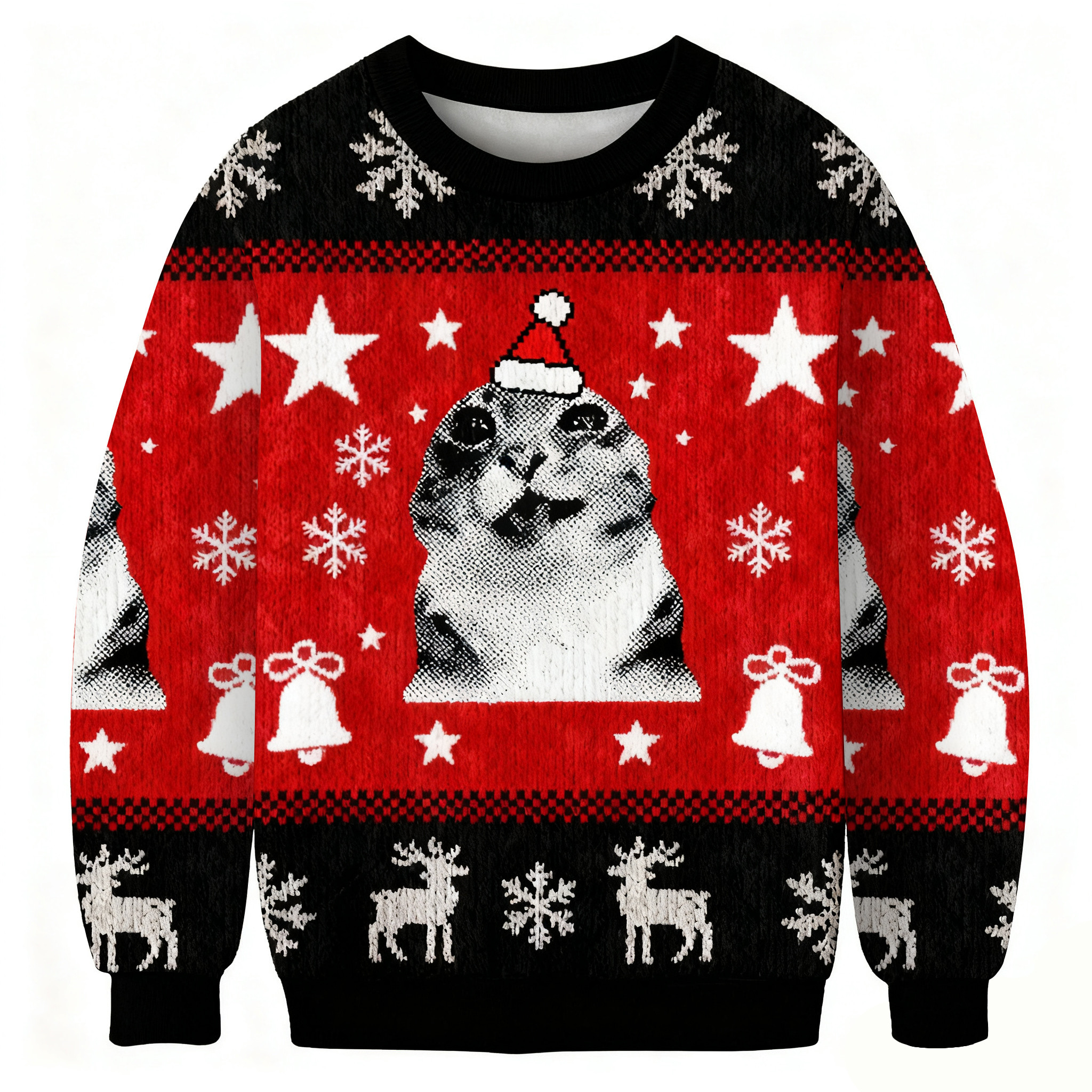 Funny Cat Meme Christmas Ugly Sweater Holiday Clothing Christmas Gifts For Pet Owners