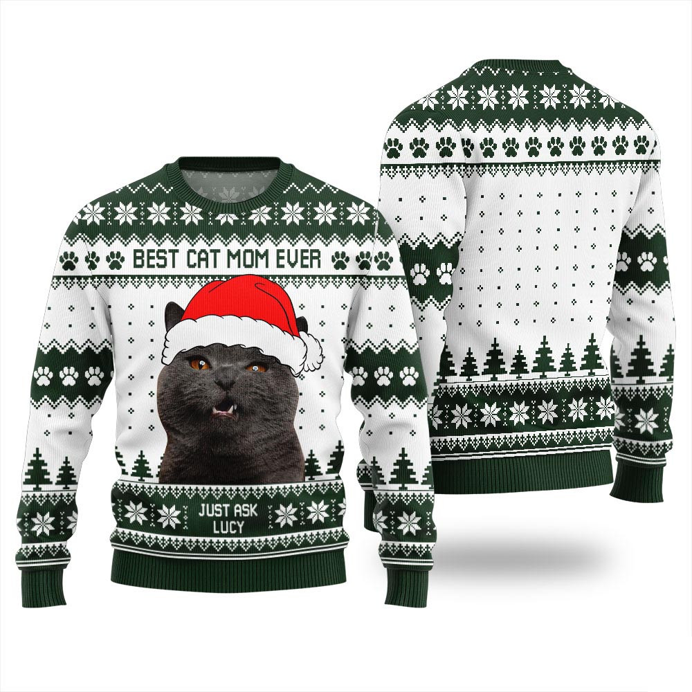 Funny Cat Mom Custom Pet Christmas Sweatshirt For Men Christmas Gift Ideas For Mom