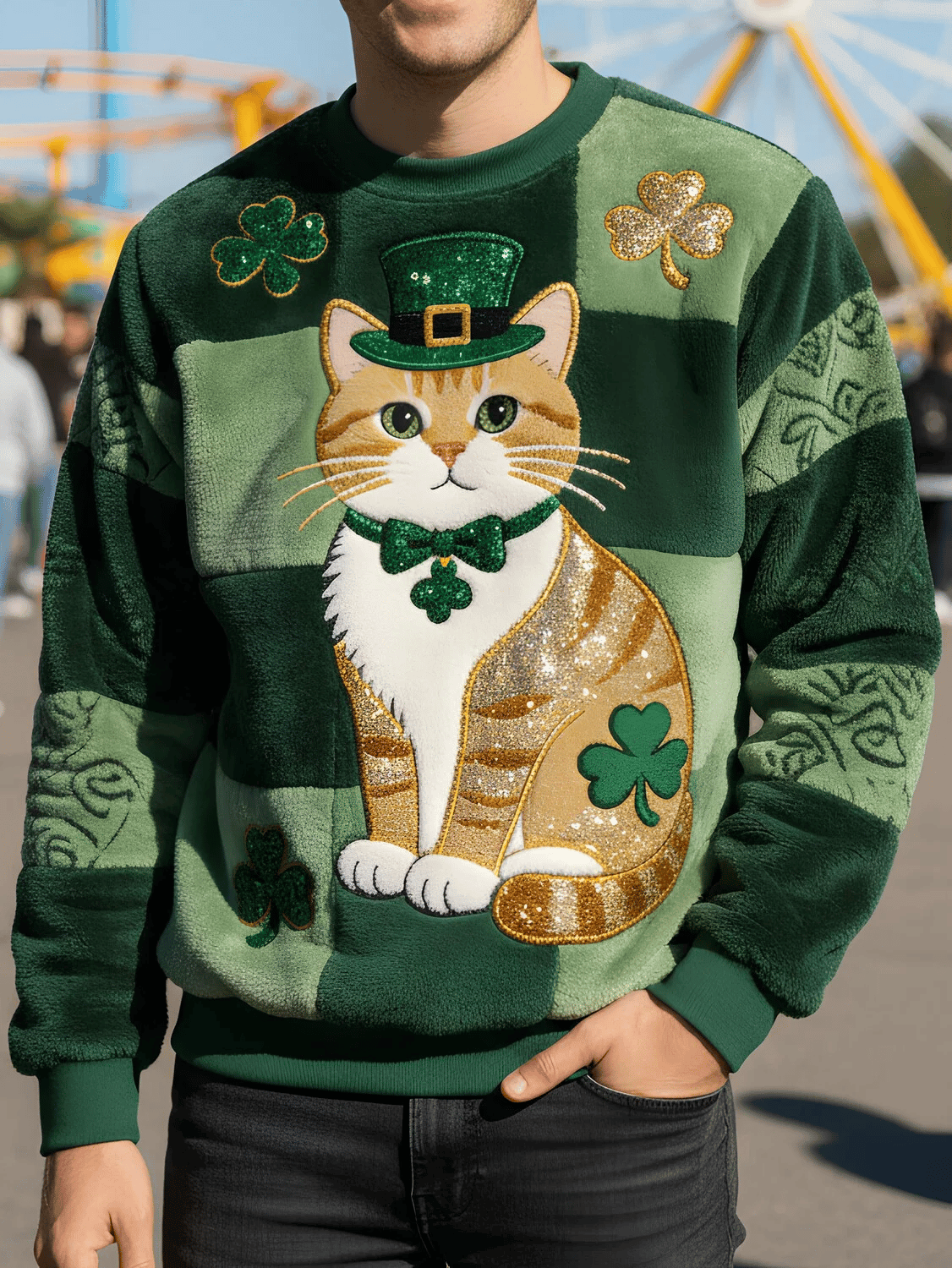 Funny Cat Saint Patrick's Day Sweatshirt St Patrick's Day Men's Apparel Cat Lovers Gifts