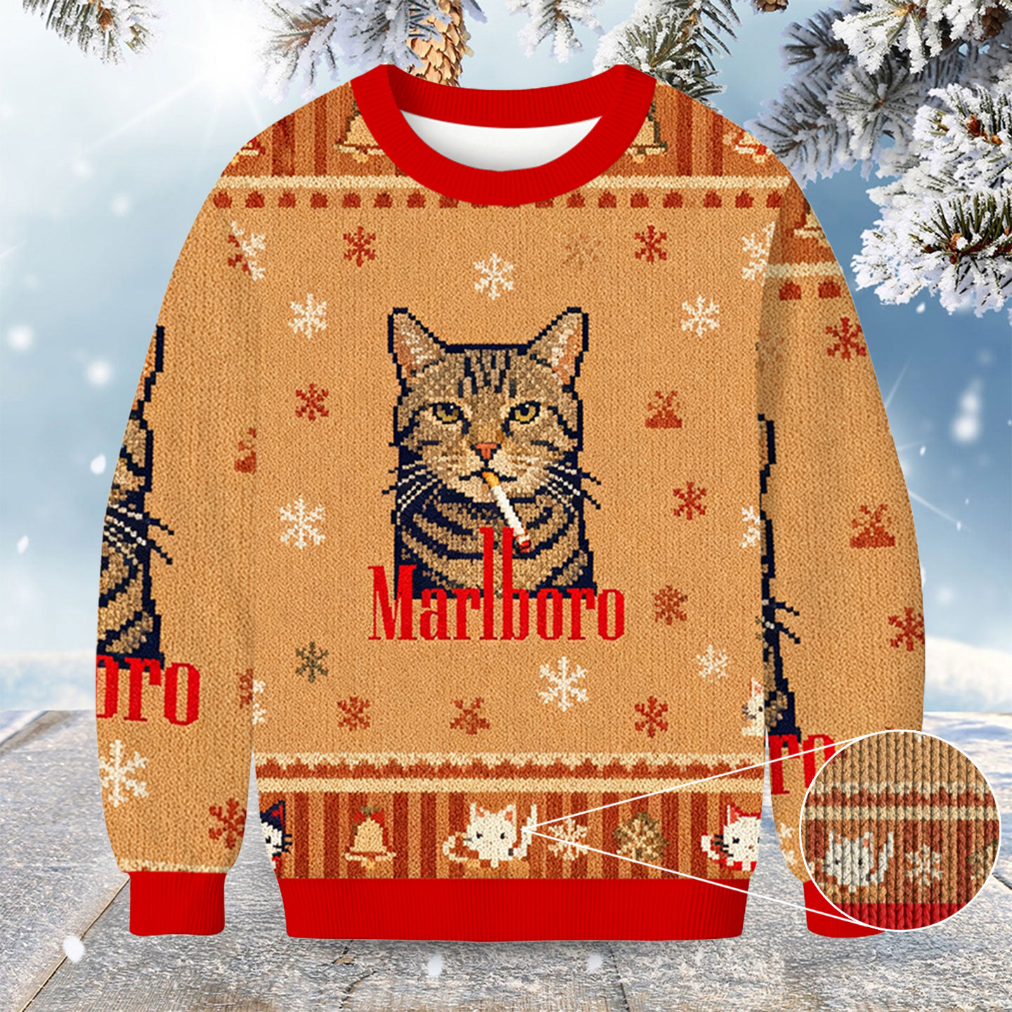 Funny Cat Smoking Meme Christmas Ugly Sweater Animal Design Christmas Gifts For Cat Owners