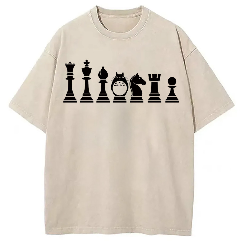 Funny Chess Washed T-Shirt Soft Cotton Daily Wear Tee Gifts For Besties