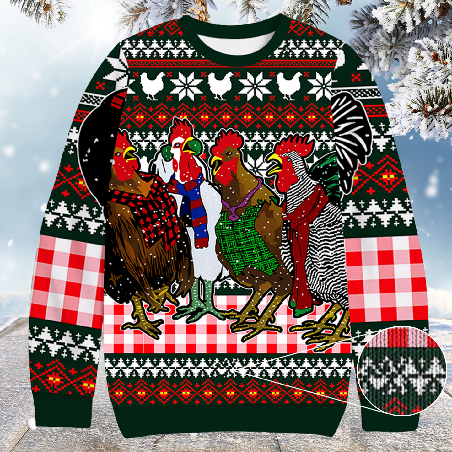Funny Chicken Christmas Ugly Sweater Merry Xmas Clothing Secret Santa Gifts