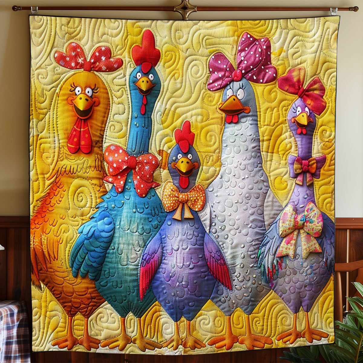 Funny Chickens Quilt Blanket Gifts For Chicken Farmers