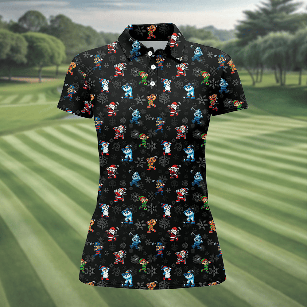 Funny Christmas Characters Golf Polo Shirt Sport Themed Christmas Gifts For Golf Players