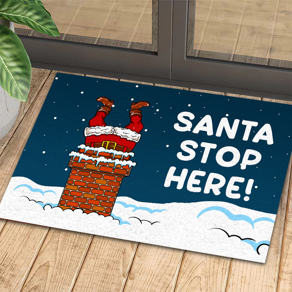 Funny Christmas Doormat Santa Stop Here Doormat For Home Decor Housewarming Gift Welcome Mat Gift