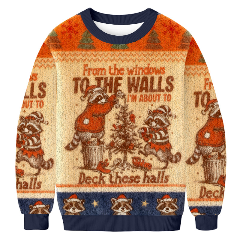 Funny Christmas Raccoon Digital Design Christmas Ugly Sweater Xmas Apparel Pet Lover Gifts