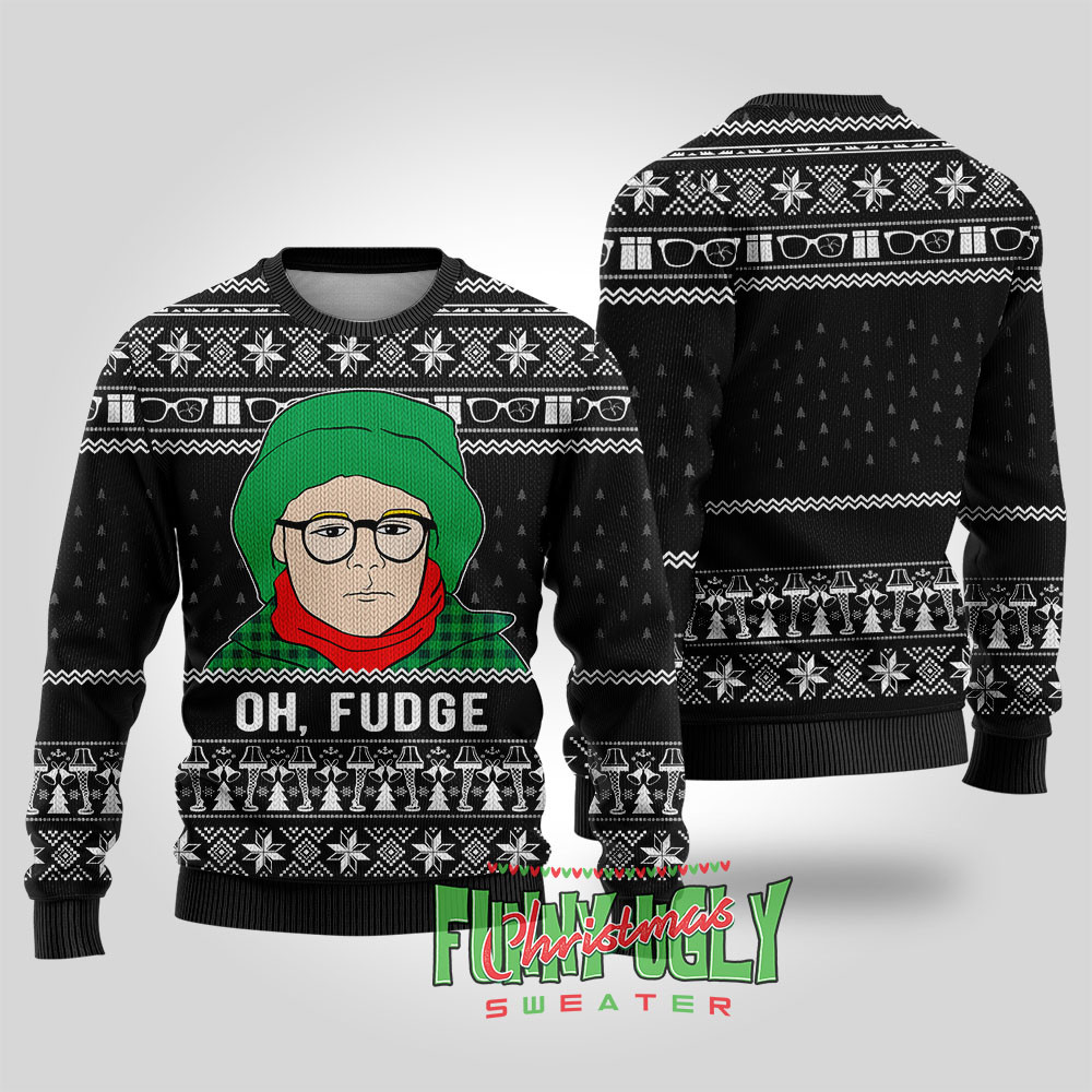 Funny Christmas Story Oh Fudge Sweater Black Warm and Comfy Sweater for Winter Days