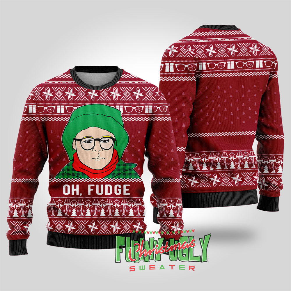 Funny Christmas Story Oh Fudge Sweater Cardinal Red Heartwarming Christmas Gift Sweater for Him or Her