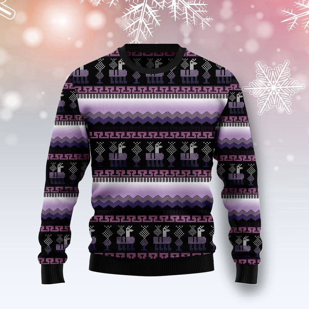 Funny Christmas Sweater Alpaca Purple Pattern Ugly Christmas Sweater Xmas Gifts