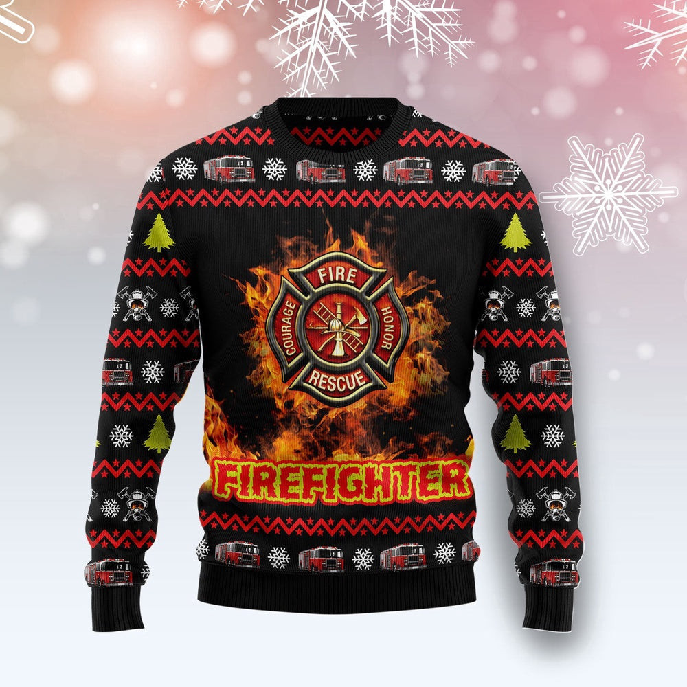 Funny Christmas Sweater Awesome Firefighter Ugly Christmas Sweater Best Secret Santa Gifts