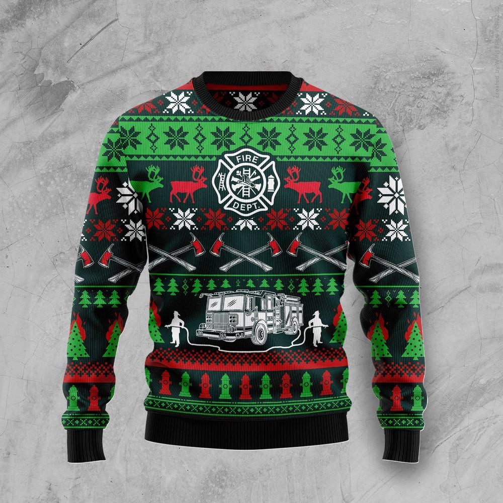 Funny Christmas Sweater Awesome Firefighter Ugly Christmas Sweater Best Secret Santa Gifts