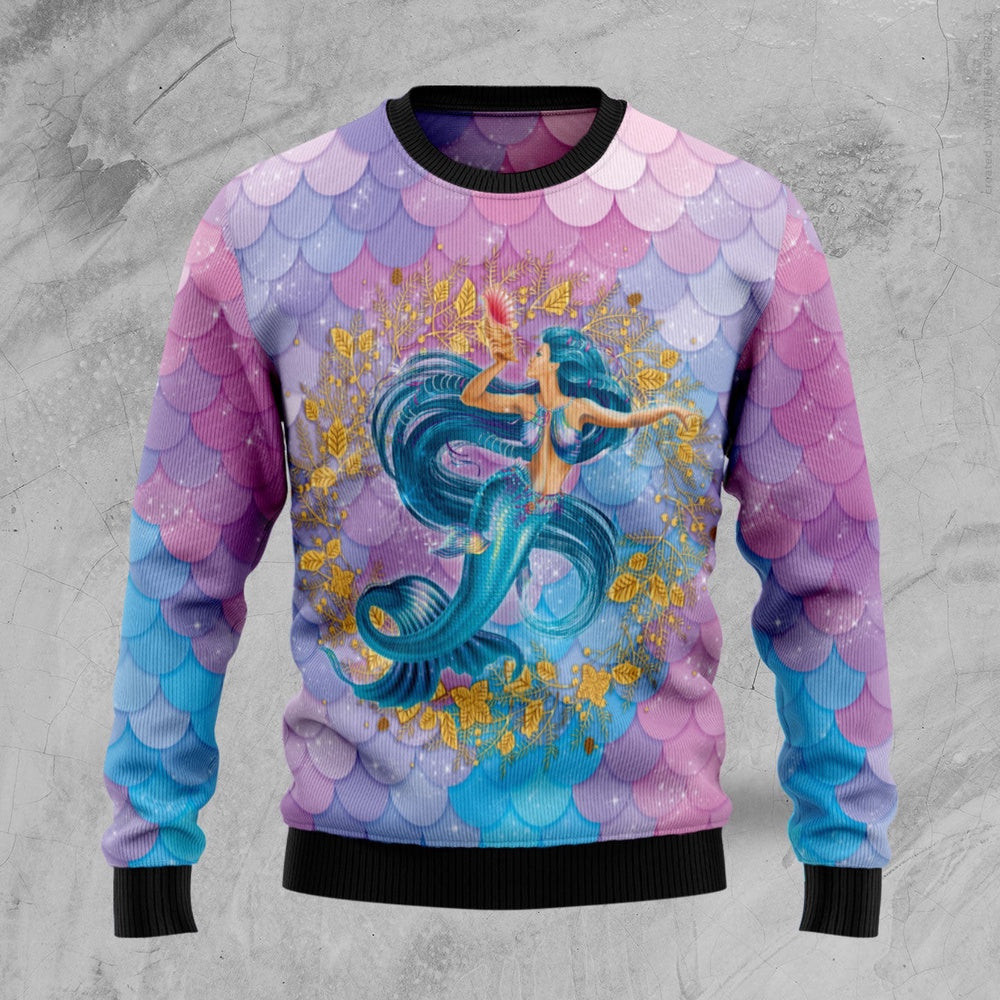 Funny Christmas Sweater Awesome Mermaid Ugly Christmas Sweater Best Secret Santa Gifts