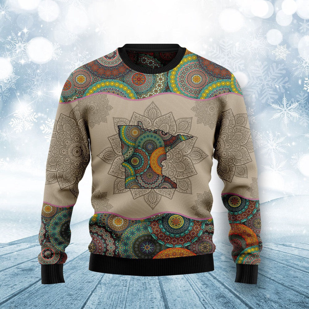 Funny Christmas Sweater Awesome Minnesota Mandala Ugly Christmas Sweater Best Secret Santa Gifts
