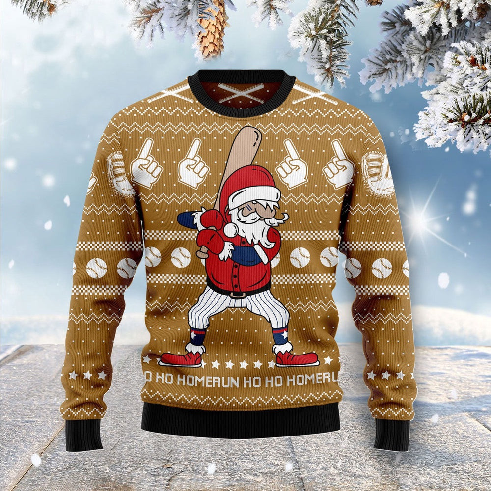 Funny Christmas Sweater Baseball Ho Ho Homerun Ugly Christmas Sweater Best Secret Santa Gifts