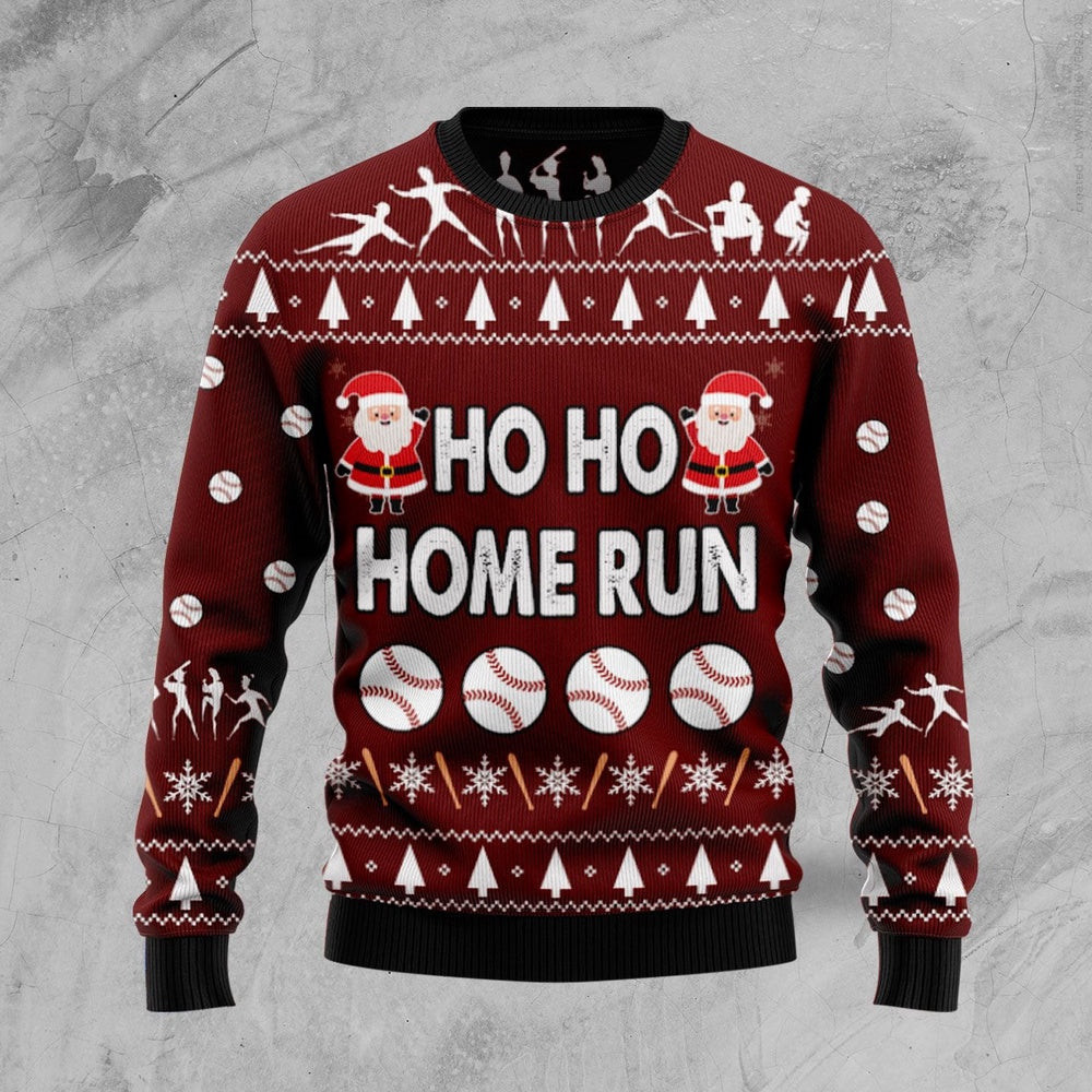 Funny Christmas Sweater Baseball Hoho Home Run Ugly Christmas Sweater Best Secret Santa Gifts