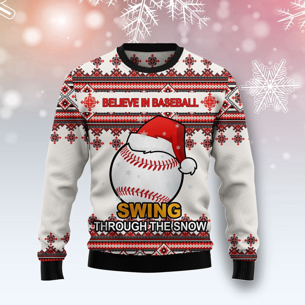 Funny Christmas Sweater Baseball Santa Hat Ugly Christmas Sweater Best Secret Santa Gifts