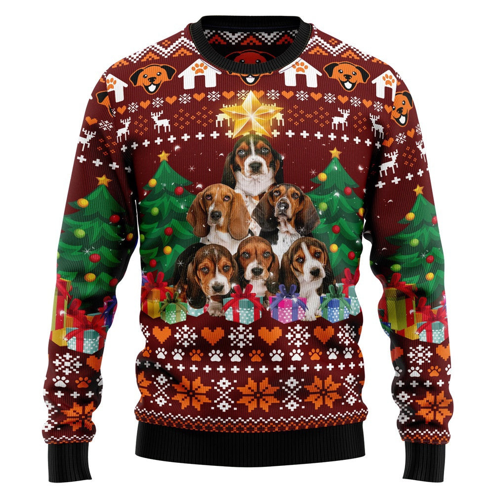 Funny Christmas Sweater Basset Hound Pine Tree Ugly Christmas Sweater Holiday Gift Ideas