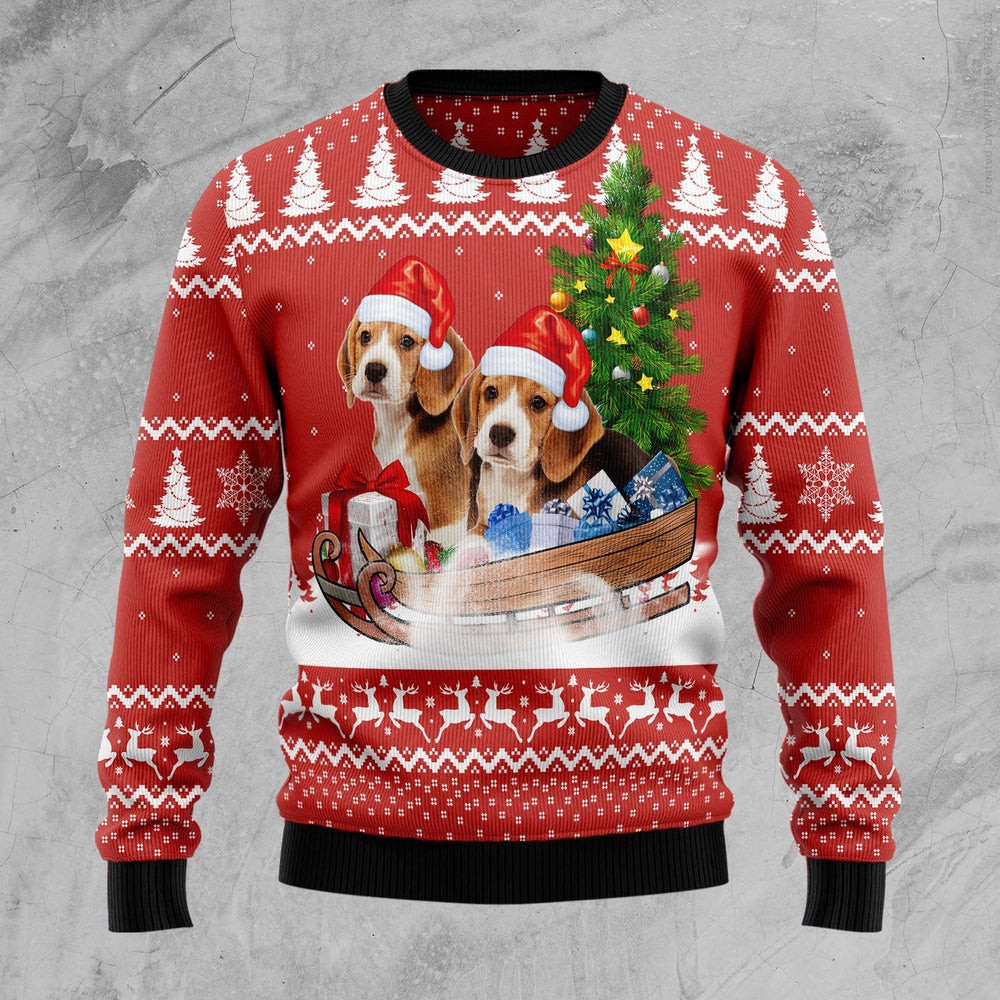 Funny Christmas Sweater Beagle Dashing Ugly Christmas Sweater Holiday Gift Ideas