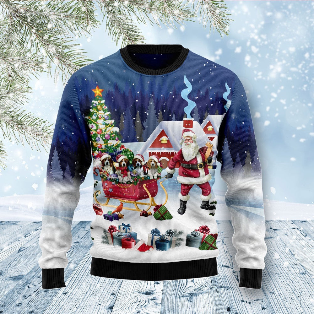 Funny Christmas Sweater Beagle Santa Sled Ugly Christmas Sweater Holiday Gift Ideas