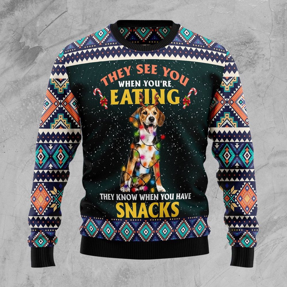 Funny Christmas Sweater Beagle Snack Ugly Christmas Sweater Holiday Gift Ideas