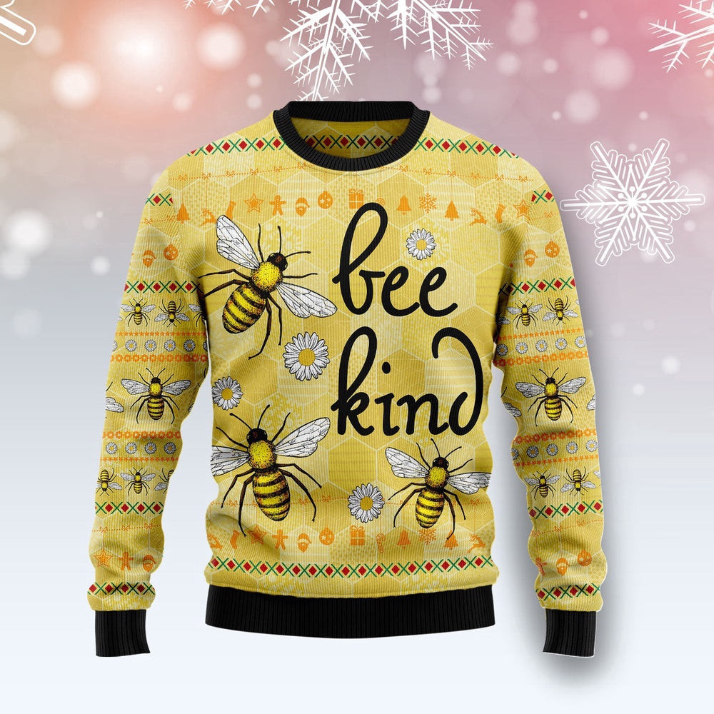 Funny Christmas Sweater Bee Kind Ugly Christmas Sweater Holiday Gift Ideas