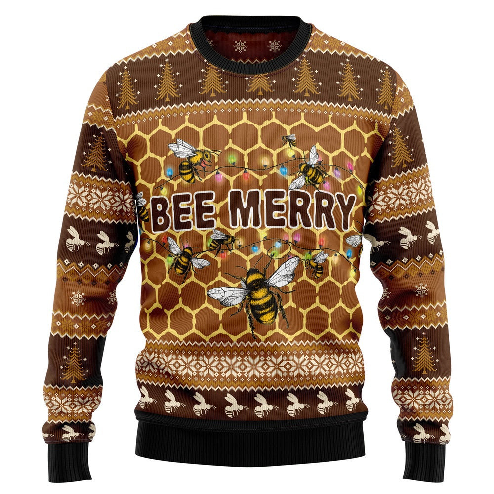 Funny Christmas Sweater Bee Merry Ugly Christmas Sweater Holiday Gift Ideas