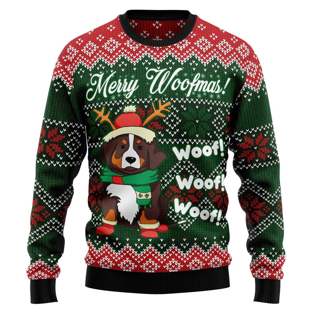 Funny Christmas Sweater Bernese Mountain Dog Woofmas Ugly Christmas Sweater Holiday Gift Ideas