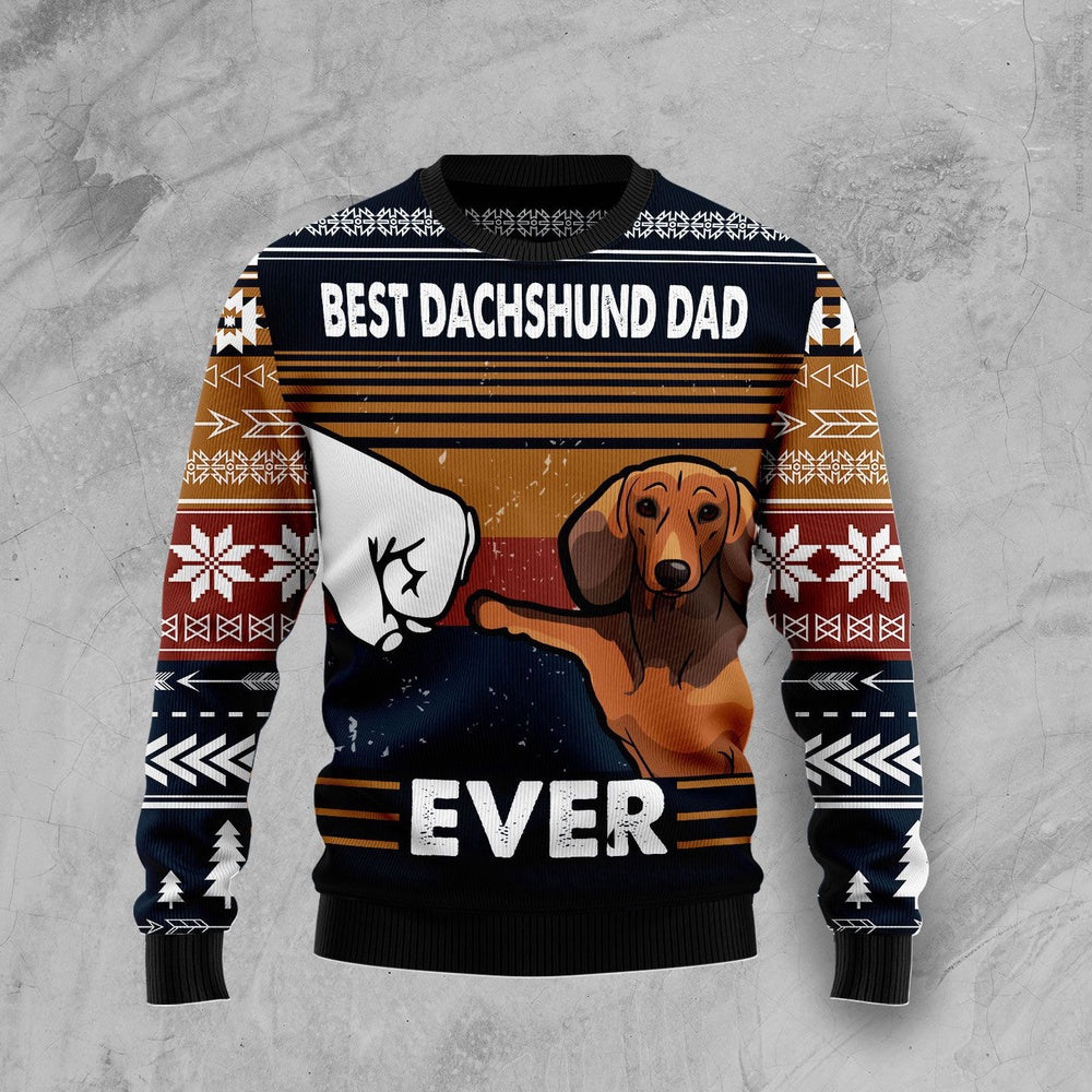 Funny Christmas Sweater Best Dachshund Dad Ever Ugly Christmas Sweater Holiday Gift Ideas