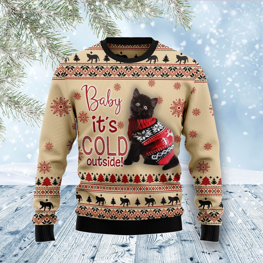 Funny Christmas Sweater Black Cat Baby Ugly Christmas Sweater Holiday Gift Ideas