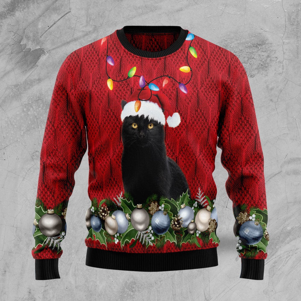 Funny Christmas Sweater Black Cat Christmas Beauty Ugly Christmas Sweater Holiday Gift Ideas