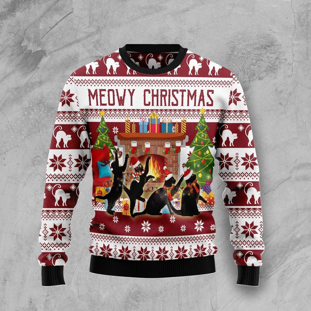 Funny Christmas Sweater Black Cat Christmas Dancing Ugly Christmas Sweater Holiday Gift Ideas