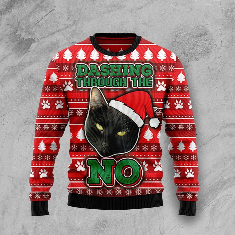 Funny Christmas Sweater Black Cat Ugly Christmas Sweater Holiday Gift Ideas