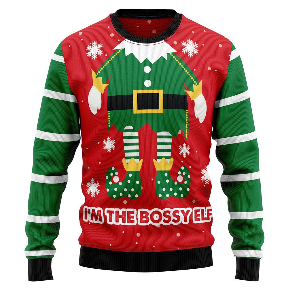 Funny Christmas Sweater Bossy Elf Ugly Christmas Sweater Holiday Gift Ideas