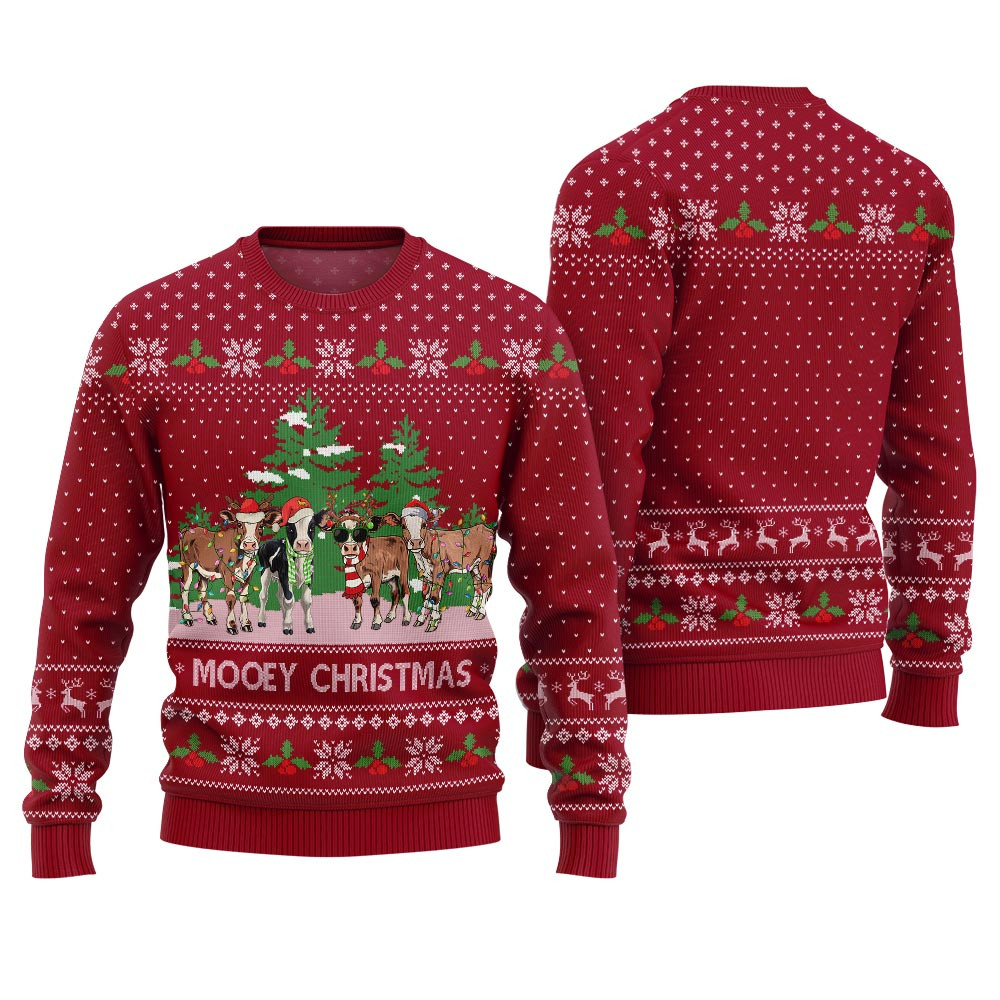 Funny Christmas Sweaters For Adults Farm Cows Cozy Christmas Sweater for Holiday Season