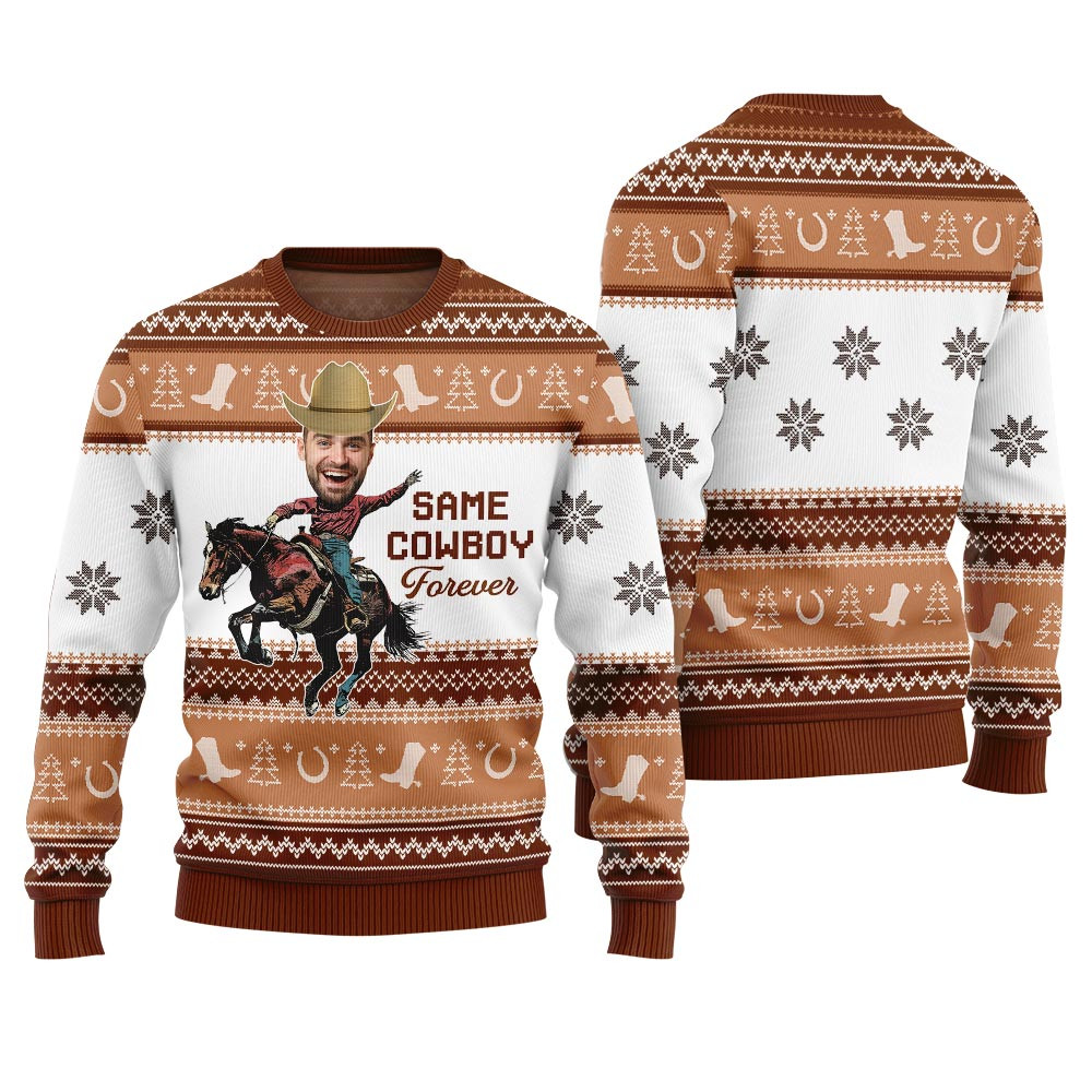 Funny Christmas Sweaters Same Cowboy Forever Sweaters For Men And Women Brown Warm Winter Merch Gift for Someone You Love
