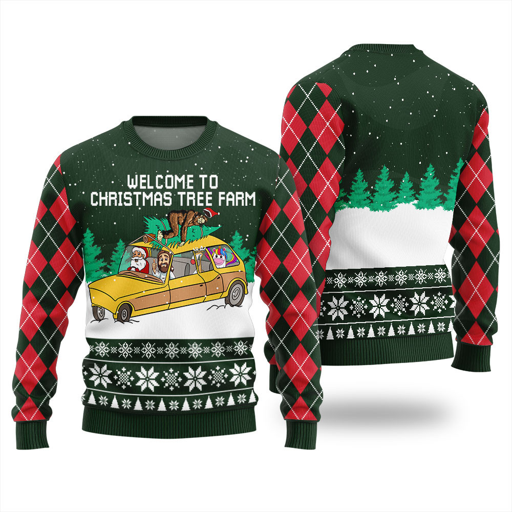 Funny Christmas Tree Farm Ugly Christmas Sweater For Men Cozy Christmas Sweater for Holiday Season