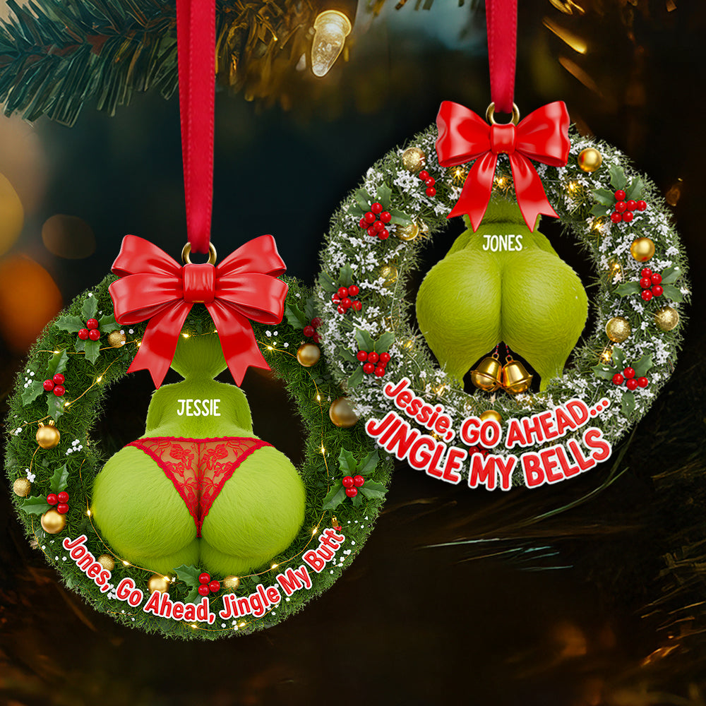 Funny Christmas Wreath Ornament Personalized Gifts For Couple - Cute Christmas Tree Gift Idea
