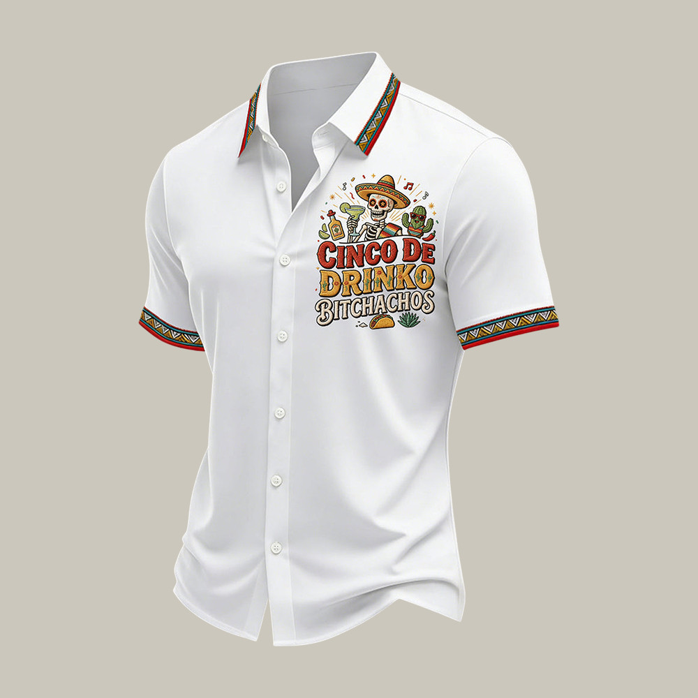 Funny Cinco De Drinko Bitchachos Skeleton Hawaiian Shirt Cinco De Mayo 2026 Clothes Gift Idea