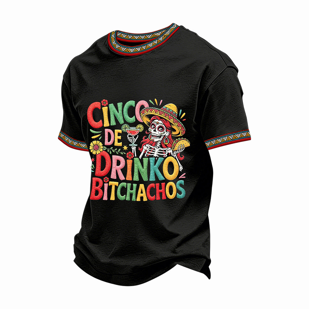 Funny Cinco De Drinko Bitchachos Skeleton Shirt Festival Apparel Mexican Gift Ideas
