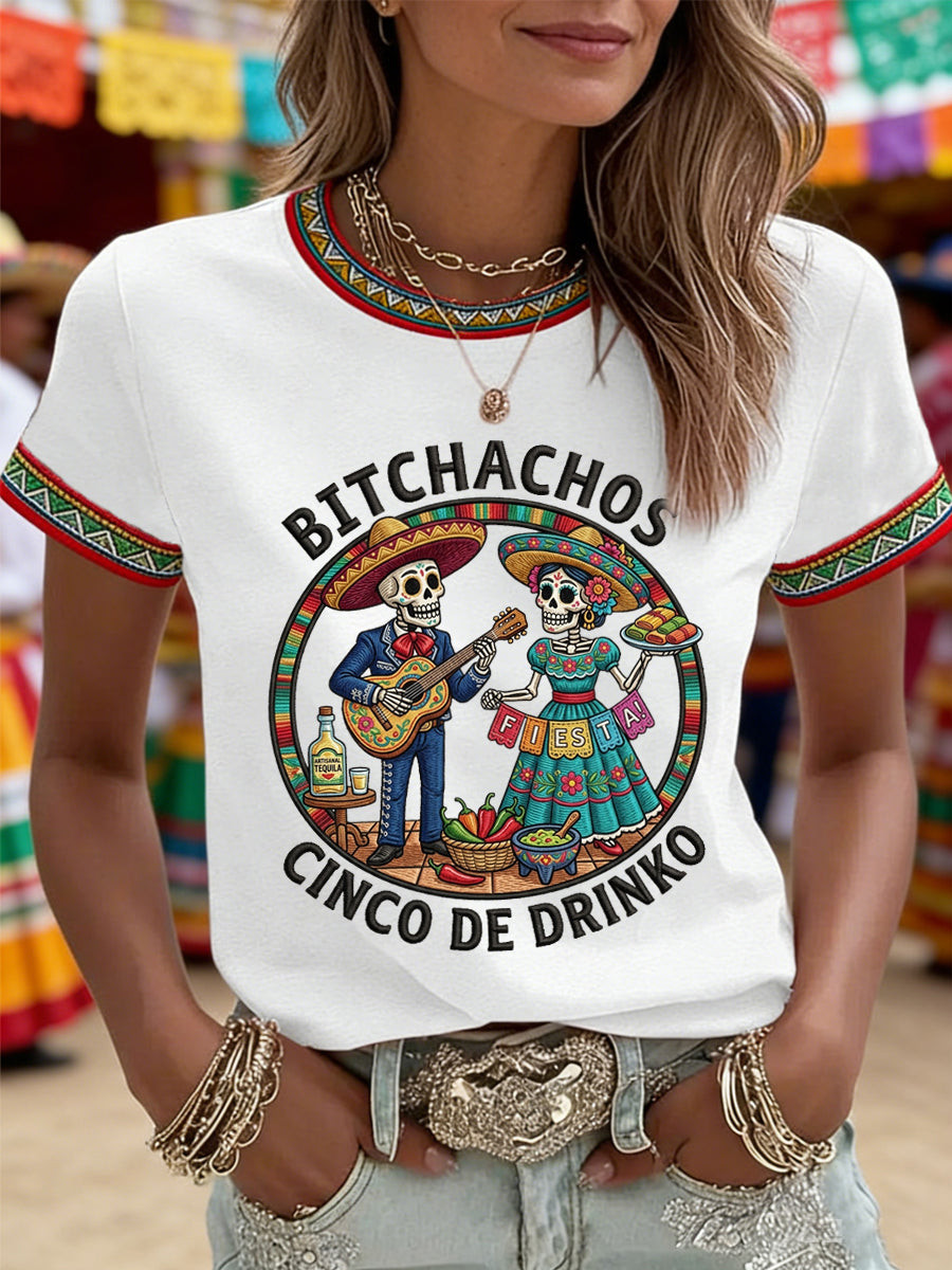 Funny Cinco De Drinko Bitchachos Skeleton T-Shirt Cinco De Mayo Parade Clothes Gift Idea