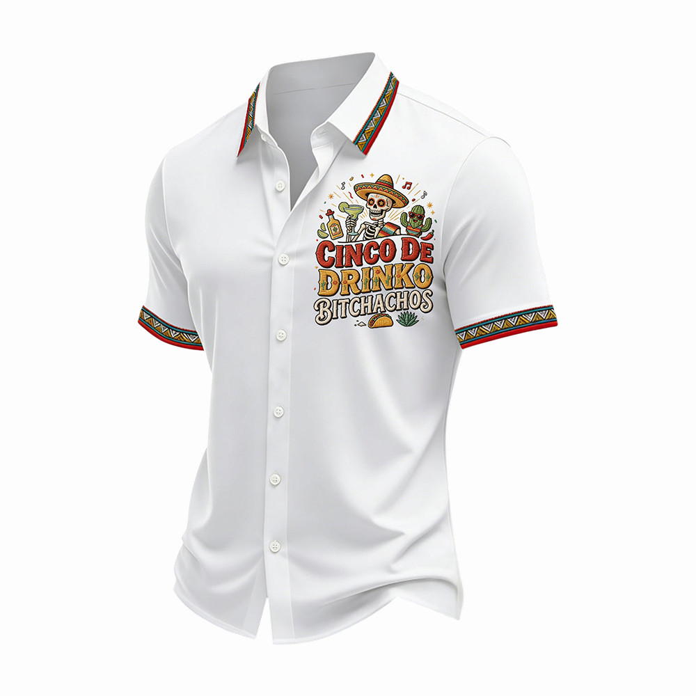 Funny Cinco De Drinko Bitchachos Skeleton T-Shirt Fiesta Clothing Mexican Gift Items