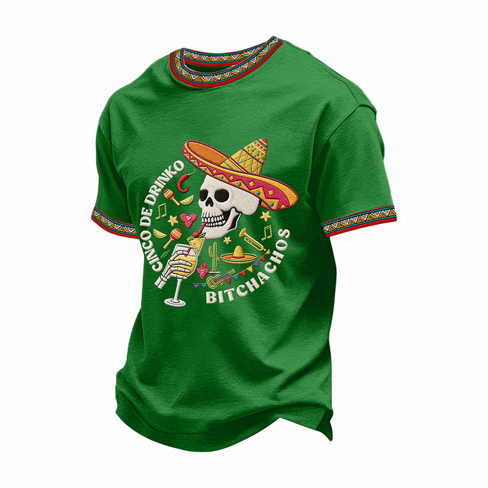Funny Cinco De Mayo Bitchachos Skull T-Shirt Mexico Festival Merch Present For Him