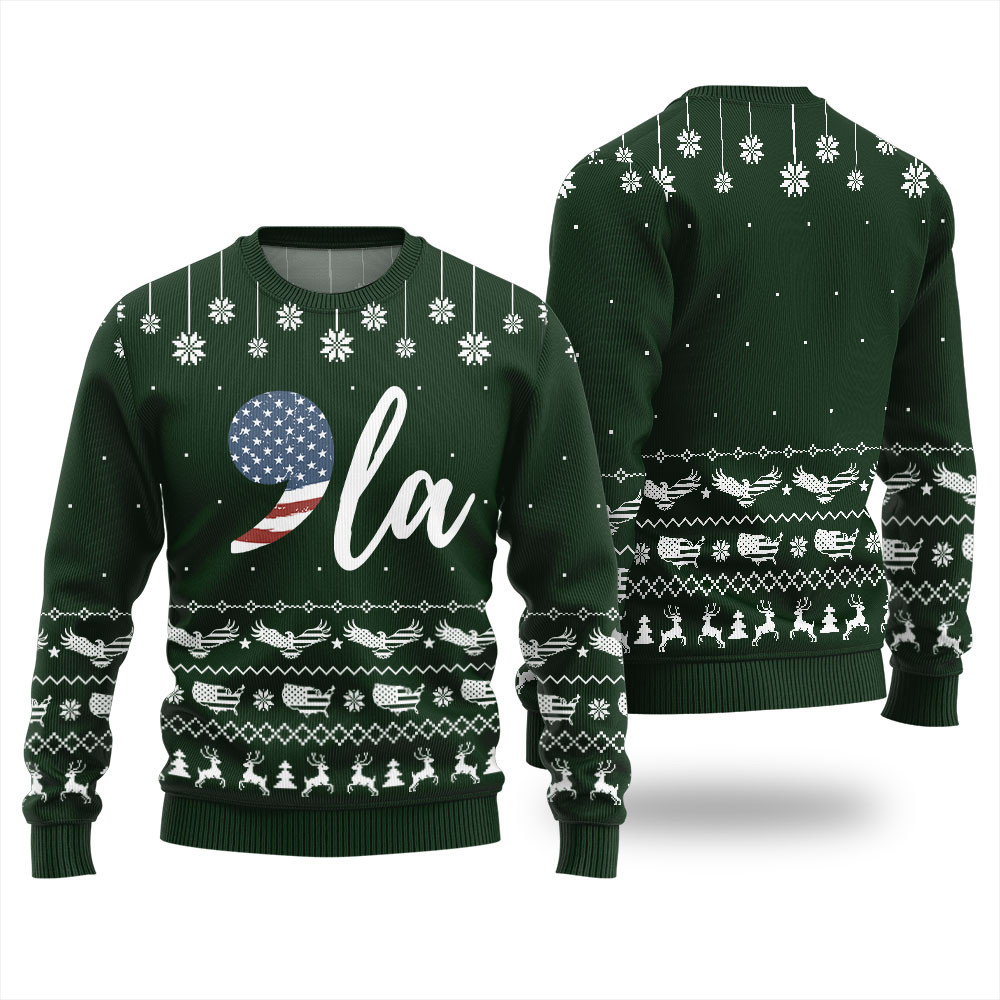 Funny Comma La Kamala Harris Xmas Sweater Green Trendy Winter Sweatshirt for Cozy Moments