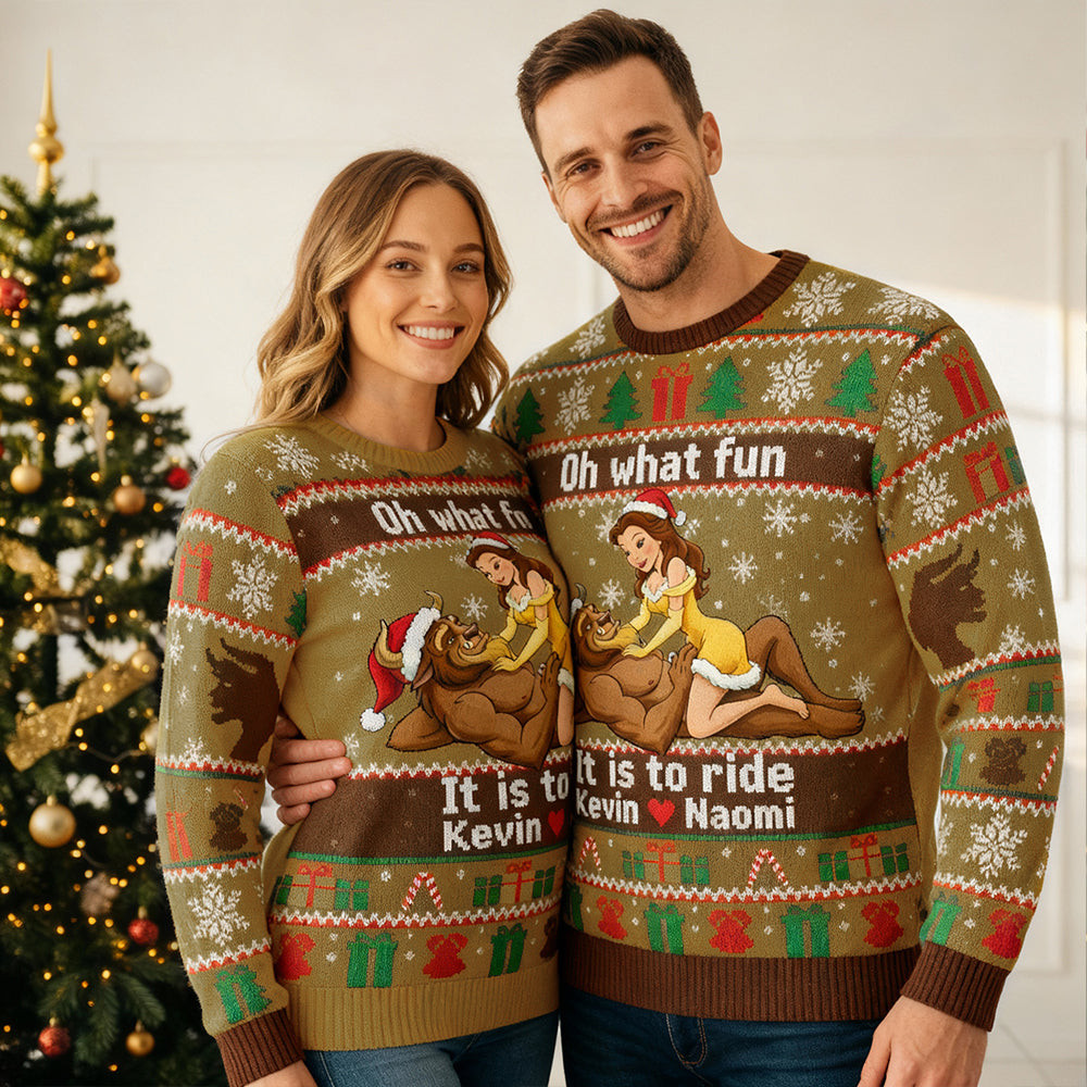 Funny Couple Christmas Ugly Sweater - Personalized Gifts For Couple - Inappropriate Christmas Gifts For Best Friend Funny Couple Christmas Ugly Sweater - Personalized Gifts For Couple - Inappropriate Christmas Gifts For Best Friend
