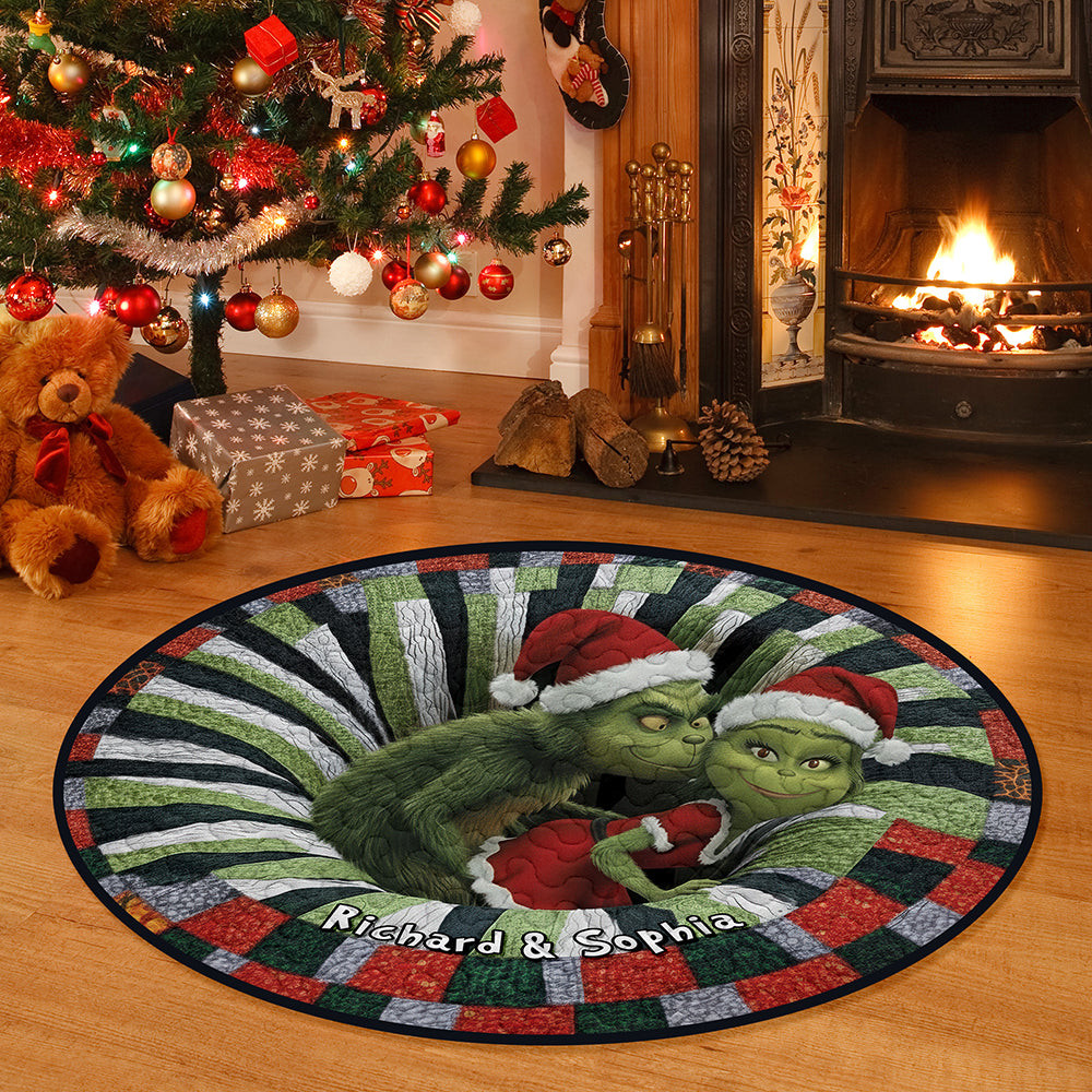 Funny Couple Quilted Round Mat - Personalized Gifts For Couple - Funny Stocking Stuffers For Adults