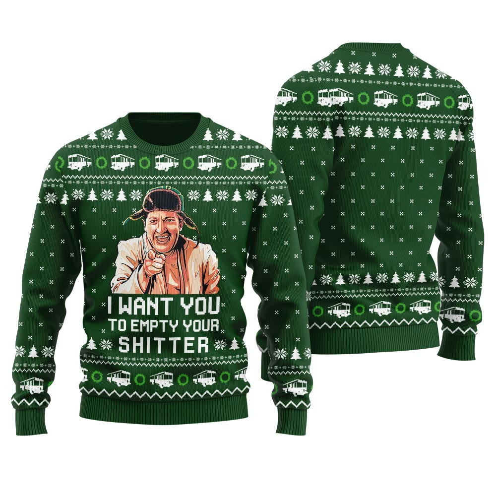Funny Cousin Eddie Empty Your Shitter Christmas Sweater Warm Winter Sweater to Brighten Your Holidays
