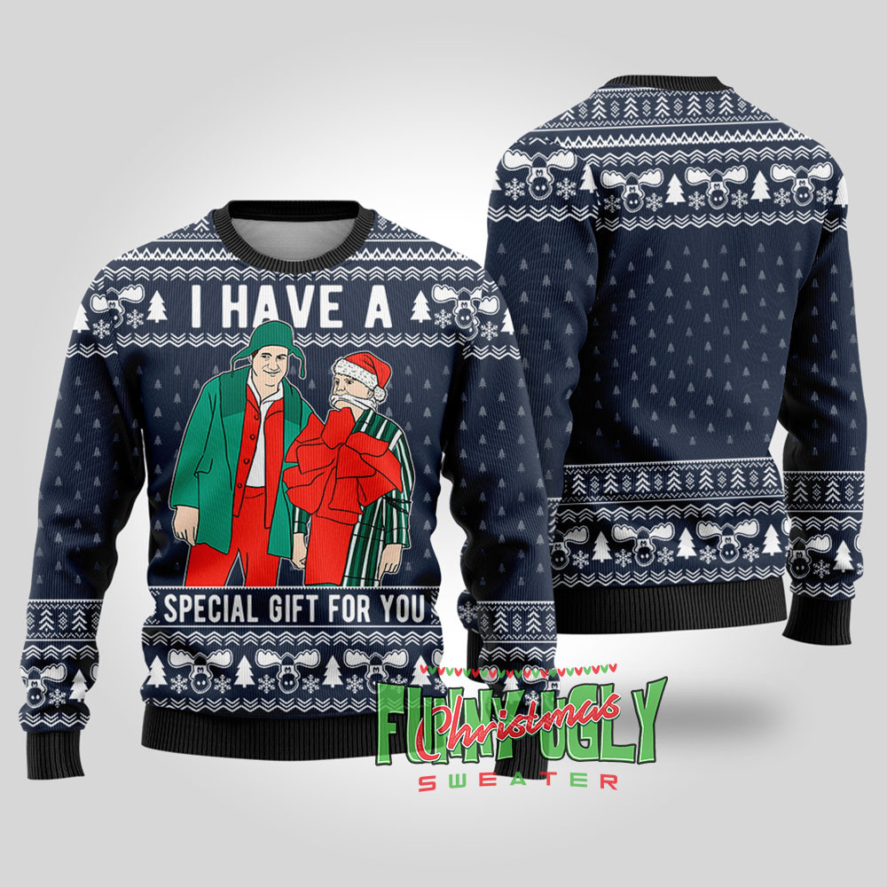 Funny Cousin Eddie National Lampoon Christmas Sweater Navy Cozy Christmas Sweater for Holiday Season